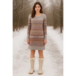 Sundance SZ PM Elise Lighhouse Fair Isle Wool Blend Sweater Dress